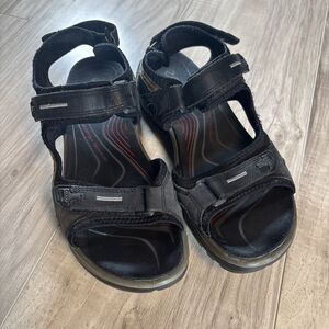 ECCO Sport Sandals Womens  Yucatan Ankle Strap Leather black tan size 38